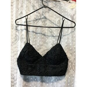 Casting LA Black‎ Floral Lace Crop Top Sleeveless Party Clubbing Medium M